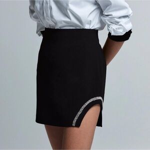 Zara Black Mini Skirt with Rhinestone Trim